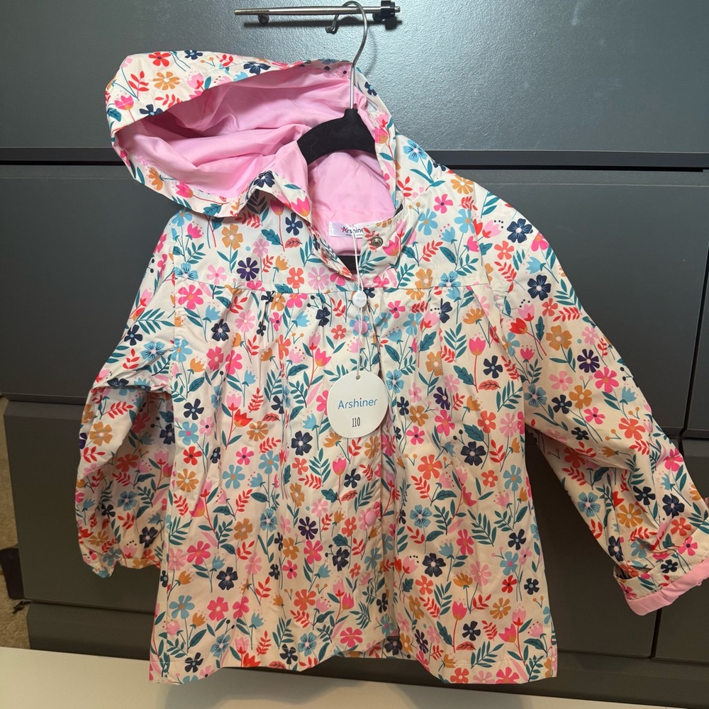 Arshiner Kids Floral Raincoat - Pink and Blue